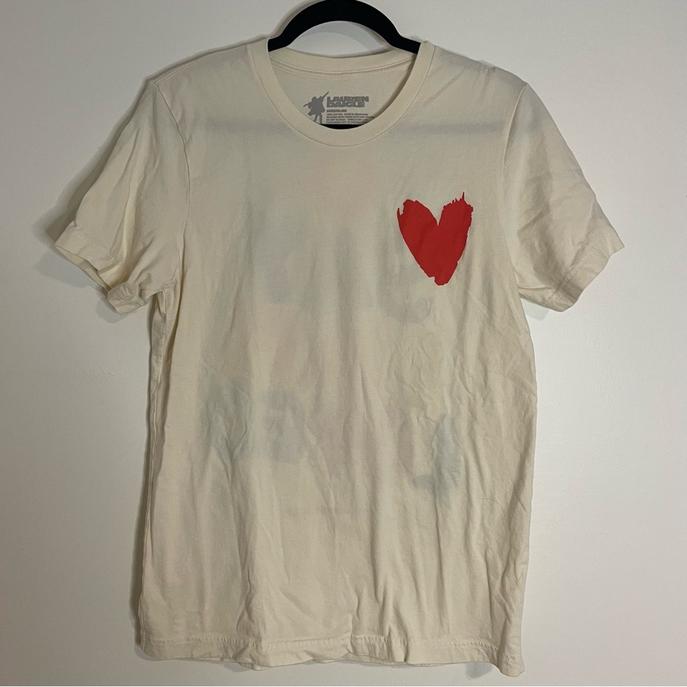 Lauren Daigle Cream Short Sleeve Tour Tee with Red Heart